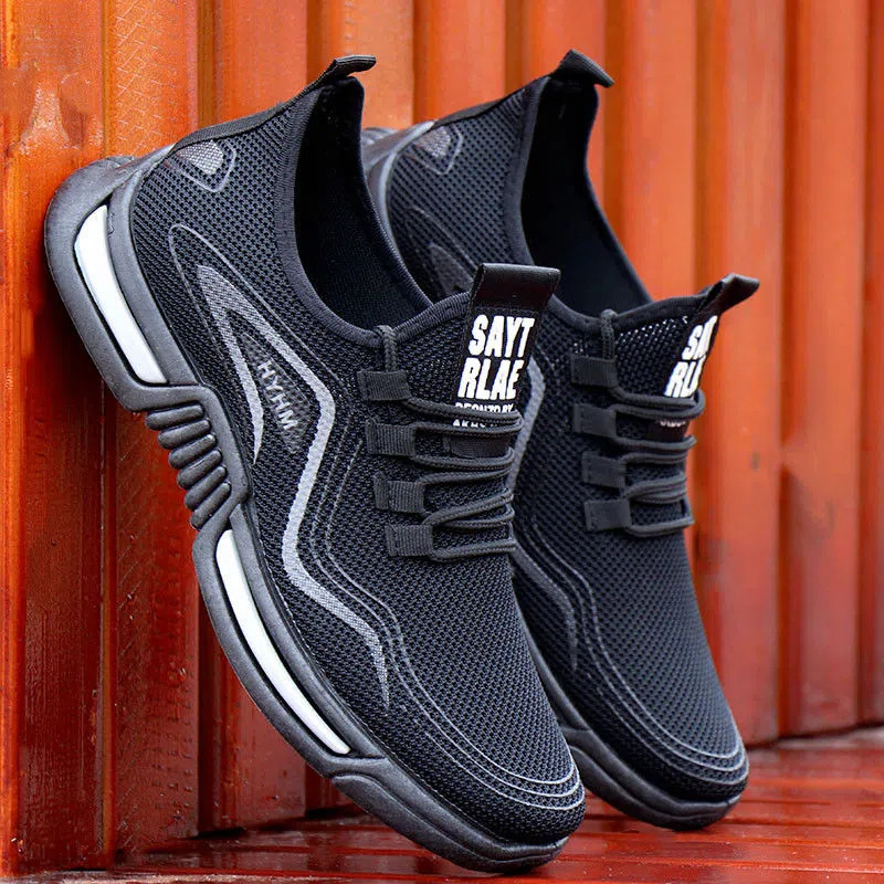 Men's new mesh breathable sports shoes, summer trendy shoes, student casual mesh shoes, soft soled running shoes, men's flying woven shoes