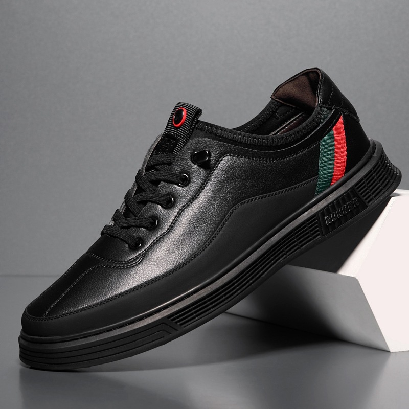 2024 Summer New Men's Shoes Breathable Trendy Brand Soft soled Leather Shoes White Shoes Student Board Shoes British Fashion Casual