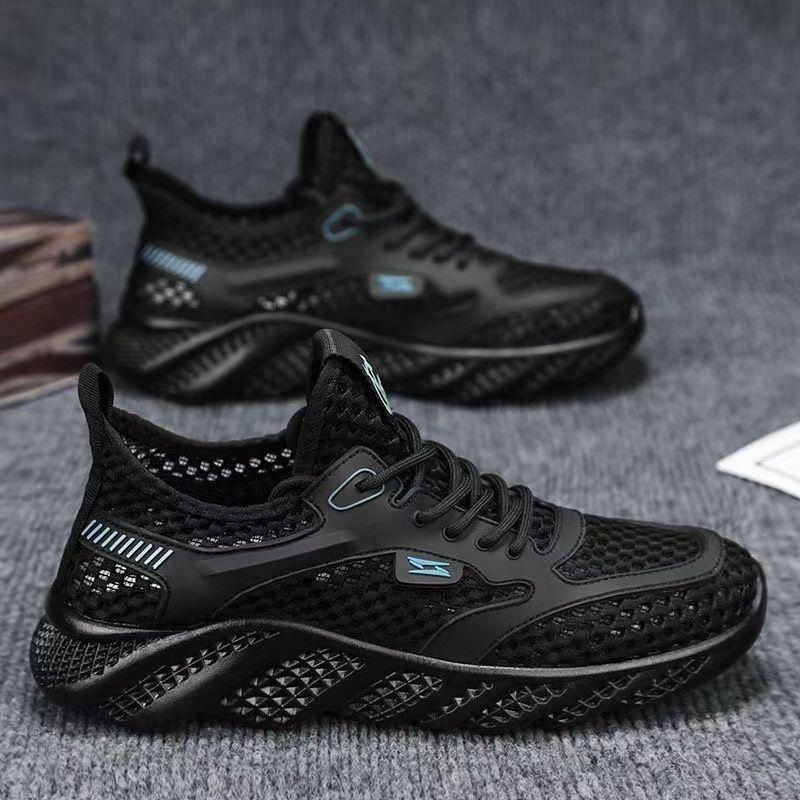 2025 Summer New Hollow Breathable Men's Shoes Versatile Soft Bottom Comfortable and Durable Running Sports and Leisure Delivery Cross border
