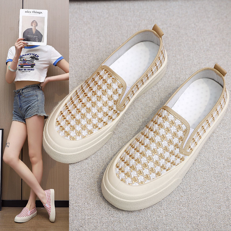 Wholesale of Spring and Autumn New Korean Fashion Women's Single Shoes Canvas Shoes for Casual and Comfortable One Step Lazy Student Shoes by Manufacturers