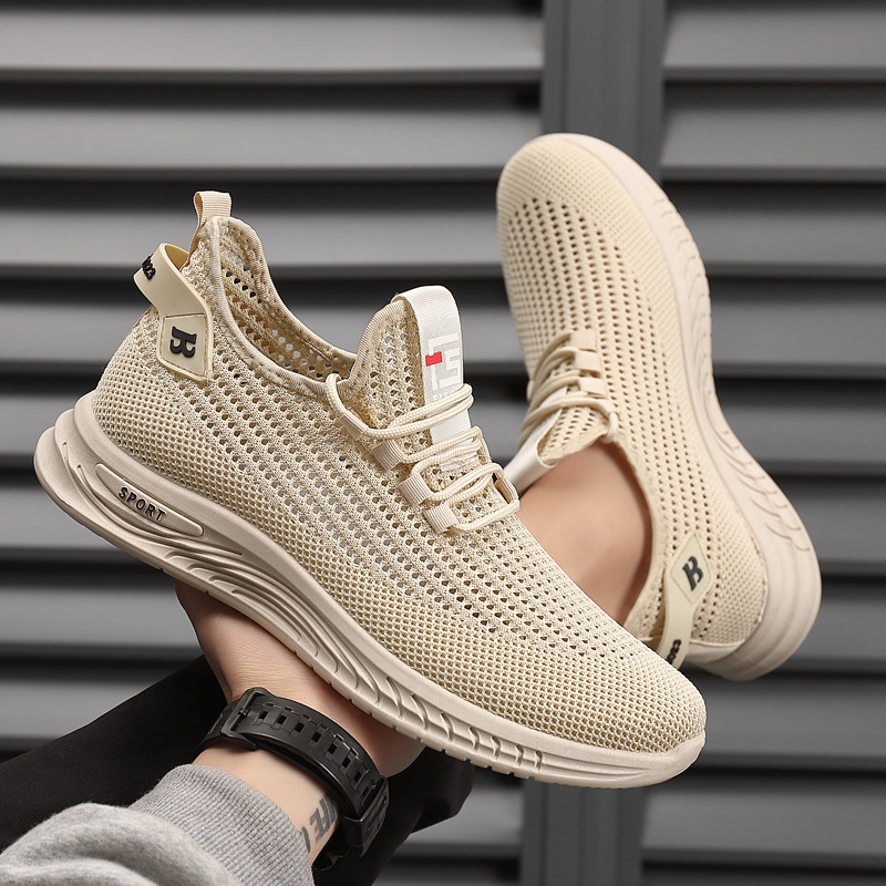 Spring new Flyknit casual shoes for men, trendy and versatile, fashionable sports shoes, lightweight running shoes, spot wholesale
