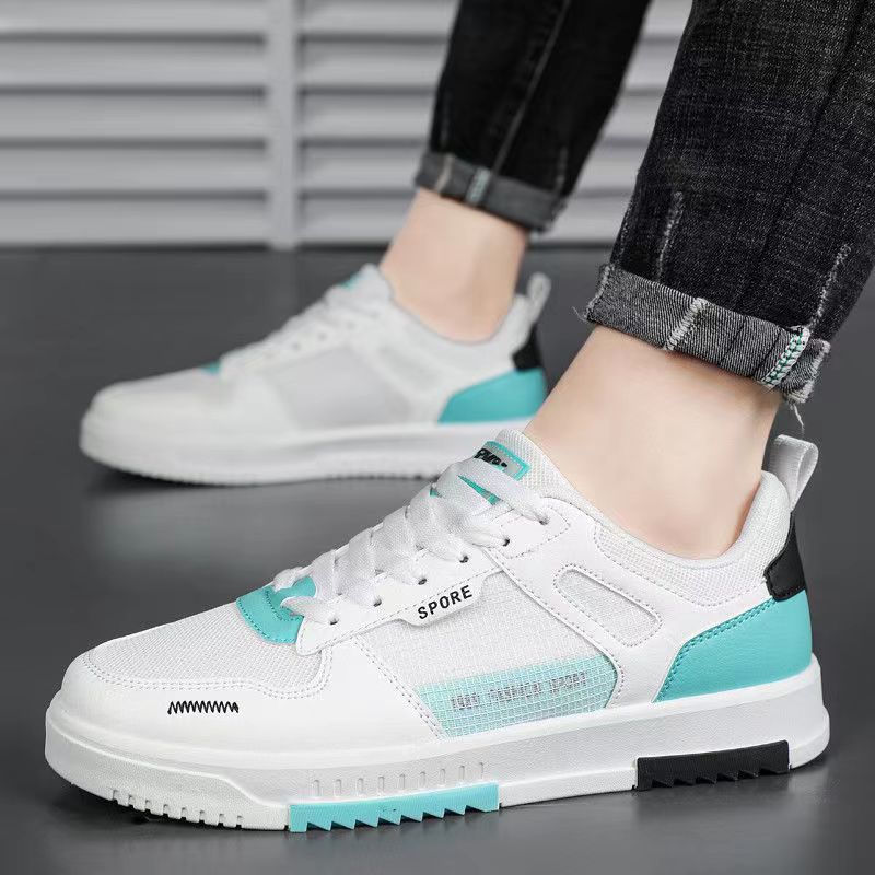 Cross border 2024 summer new casual men's shoes, casual thick soled round toe white shoes, trendy student sports running shoes