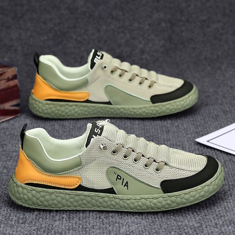 Spring men's breathable mesh shoes, men's trendy color blocked mesh fabric, breathable fashion casual shoes, versatile college style sports shoes