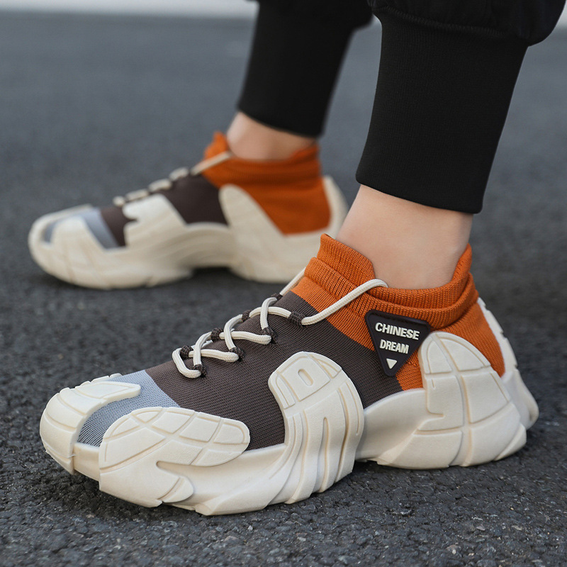 Men's Shoes Spring New Flyknit Breathable Men's Sports Shoes Outdoor Daily Casual Socks Mouth Men's Shoes Foreign Trade Large Size