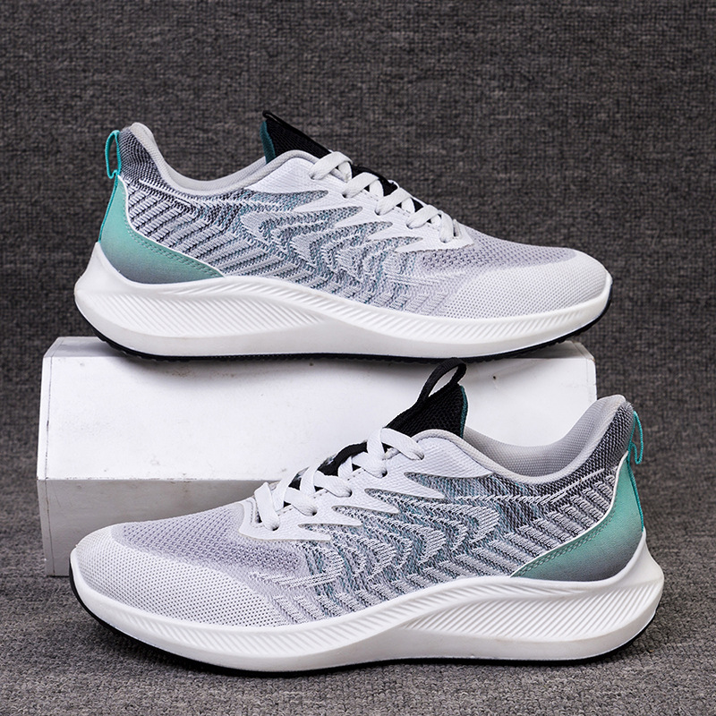 Cross border autumn and winter new men's shoes, fly woven casual sports shoes, student travel shoes, foreign trade single shoes, comfortable running shoes for men