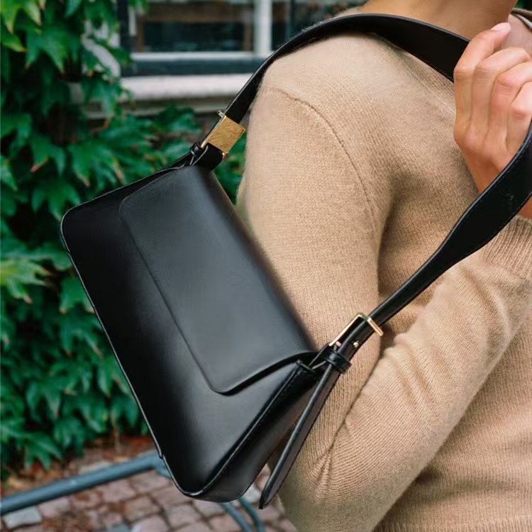 Cross border women's bag 2025 new minimalist shoulder bag solid color soft versatile armpit bag minimalist handbag