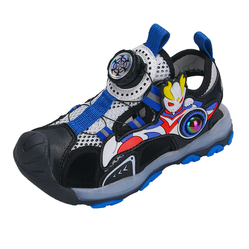 Boys' Headline Sandals with Lights 2025 Summer New Style Rotating Buckle Children's Shoes Anti Kicking Shoes for Middle and Primary School Students