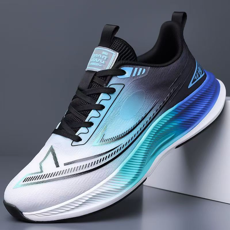 Cross border men's shoes 2025 spring and summer new casual sports shoes Flyknit running shoes Mesh breathable soft sole running shoes