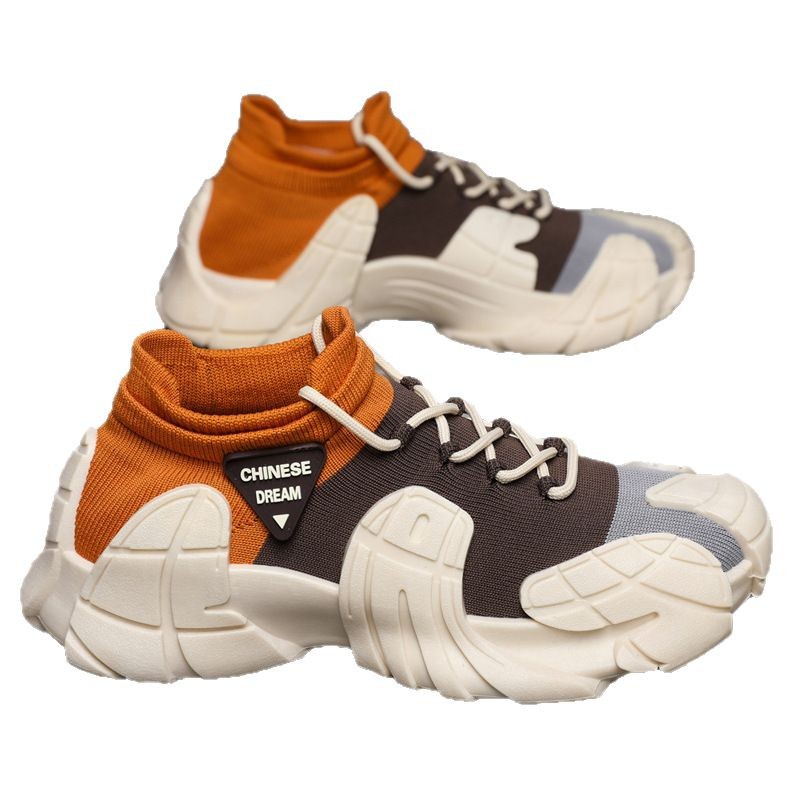Men's Shoes Spring New Flyknit Breathable Men's Sports Shoes Outdoor Daily Casual Socks Mouth Men's Shoes Foreign Trade Large Size