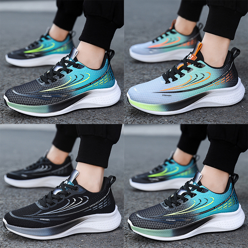 Cross border sports shoes, spring new items, teenagers' daily outdoor running shoes, fashionable and trendy lace up breathable men's shoes