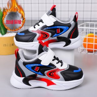 Children's shoes 2023 autumn and winter new item boys' leather sports shoes solid soft sole running shoes small and medium-sized children's shoes
