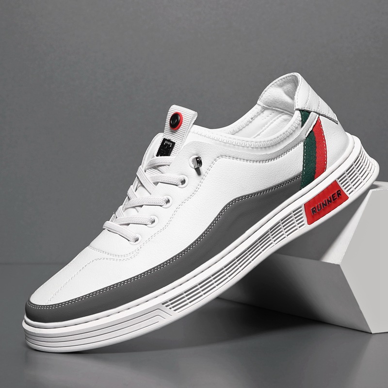 2024 Summer New Men's Shoes Breathable Trendy Brand Soft soled Leather Shoes White Shoes Student Board Shoes British Fashion Casual