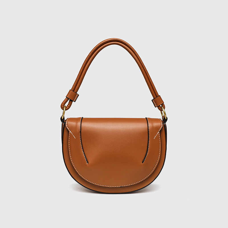 Cross border women's bag 2025 spring and summer new product saddle bag, thread cutting decoration handbag, fashionable single shoulder crossbody flip hard