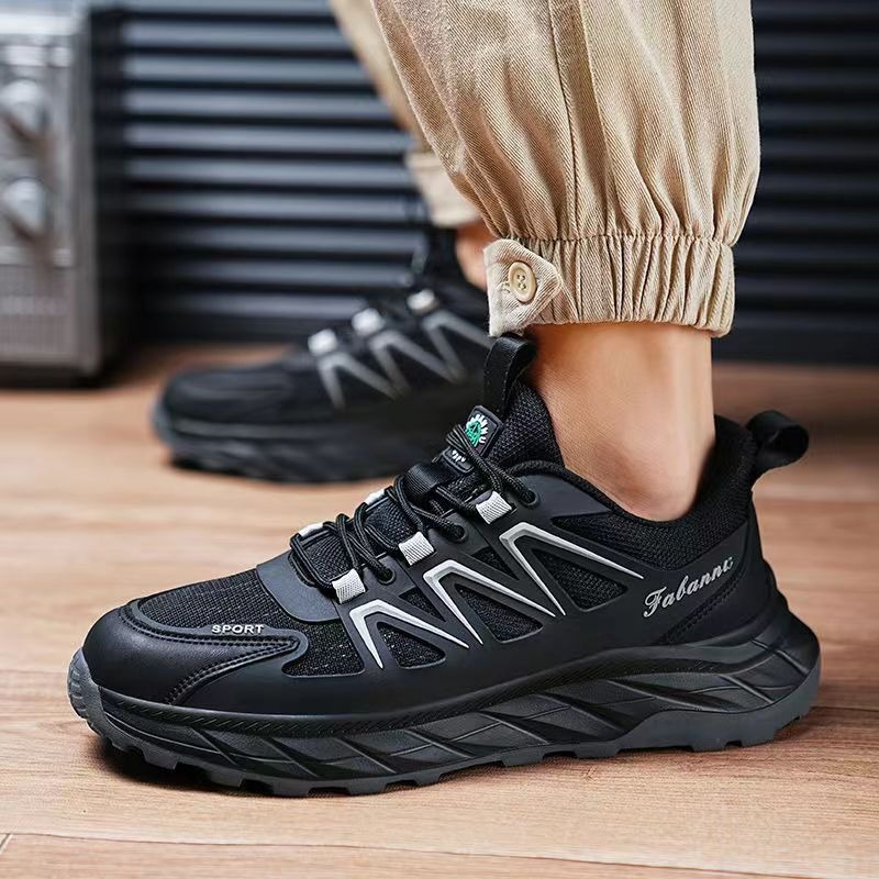 Cross border 2025 Spring New Fashionable Soft Bottom Mesh Breathable Sports and Leisure Men's Shoes Versatile Thick Bottom Running Shoes