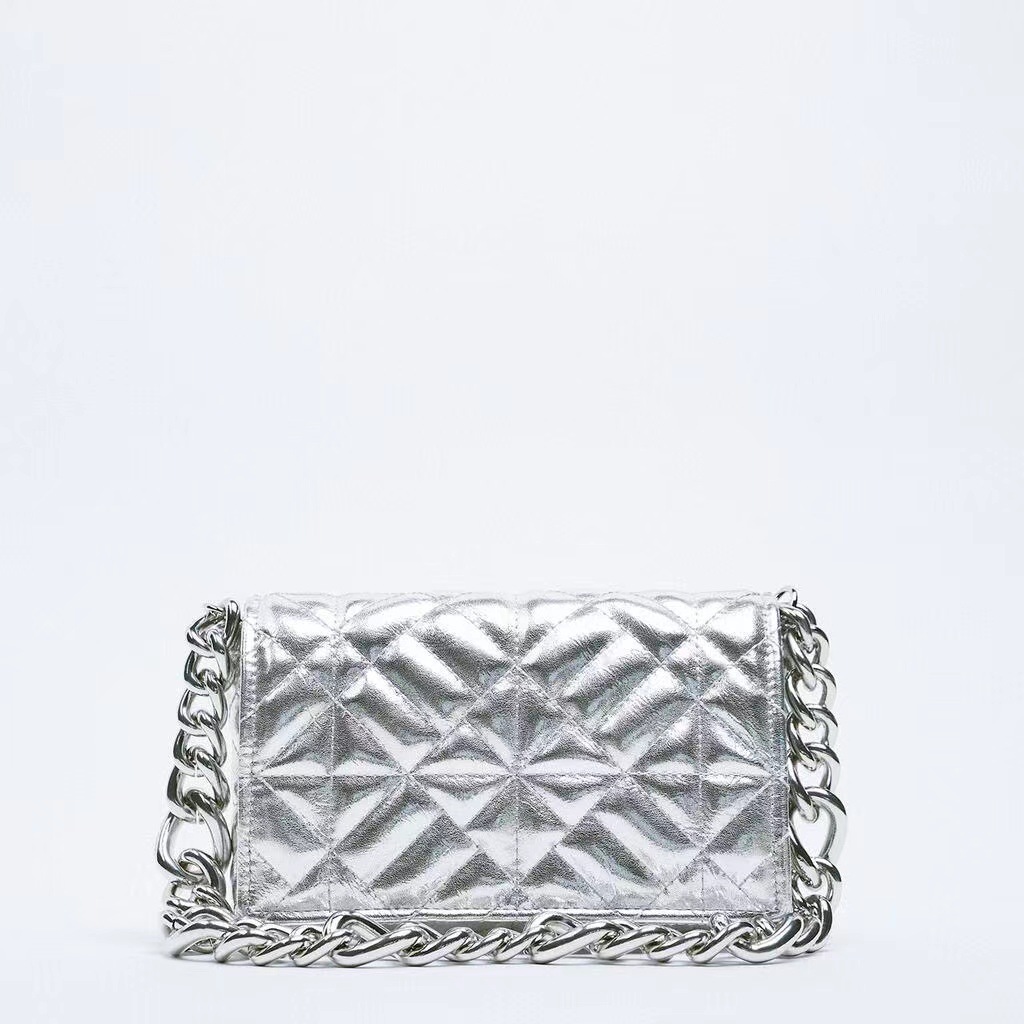 Z Home Bag New Product Small Fragrant Style Lingge Cross Shoulder Thick Chain Large Capacity Embroidered Women's Bag Versatile Underarm Square Bag