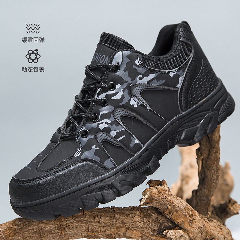 2024 new outdoor camouflage hiking shoes Spring and Autumn new color blocked workwear shoes Cross border men's shoes Lace up sports men's shoes