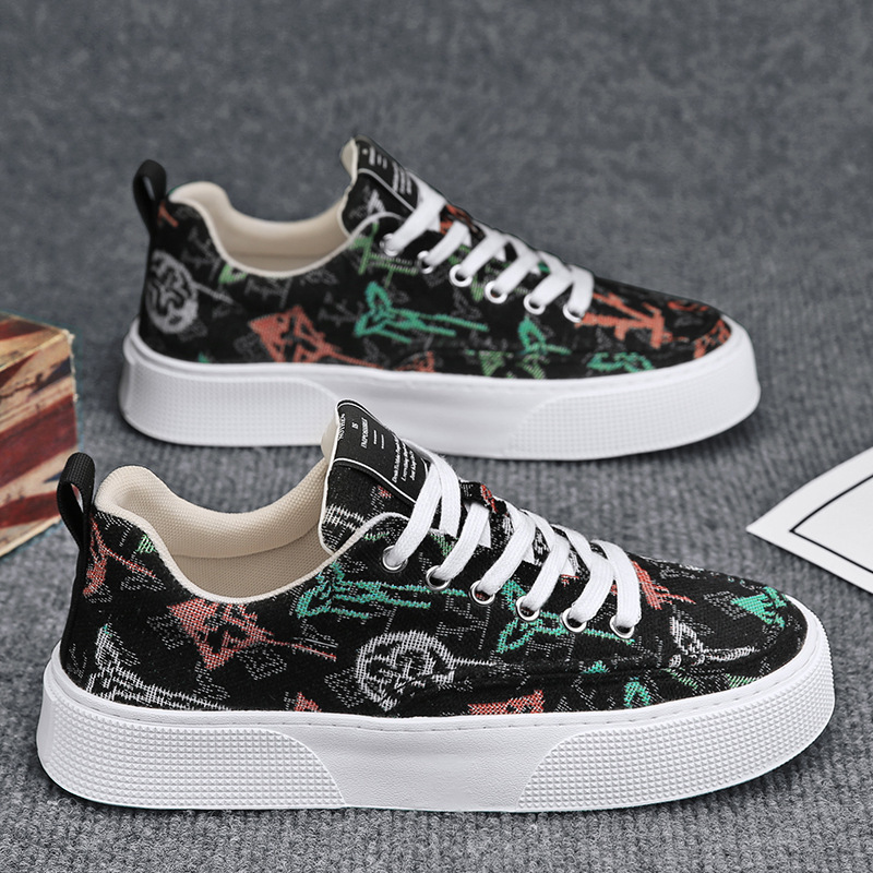Cross border plus size men's shoes summer new breathable canvas men's trendy casual shoes men's personalized woven flower trendy shoes wholesale
