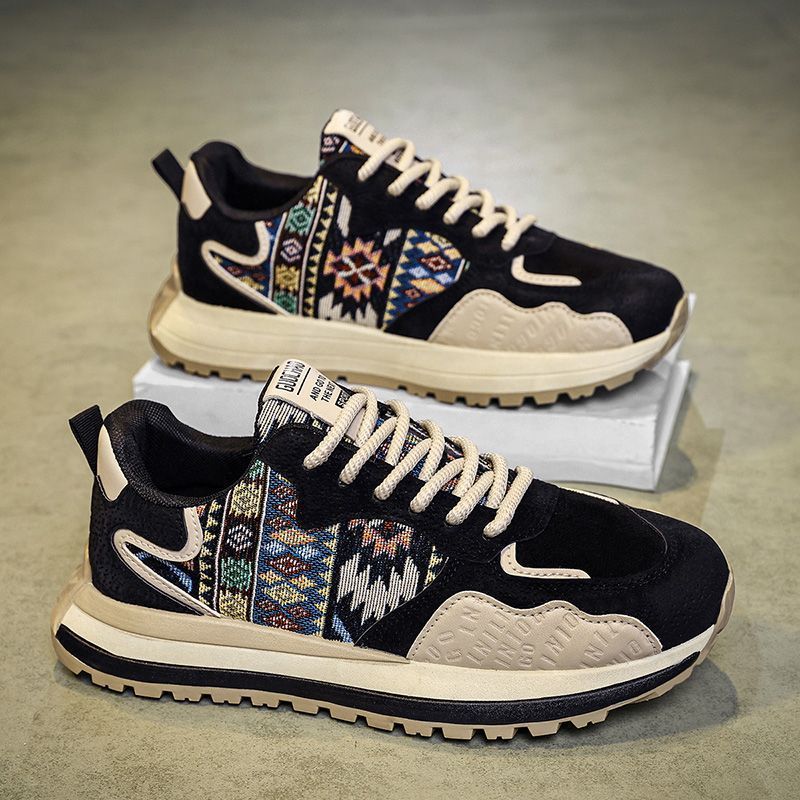 Cross border men's shoes 2025 new spring fabric versatile thick sole popular sports and leisure ins shoes dad shoes wholesale