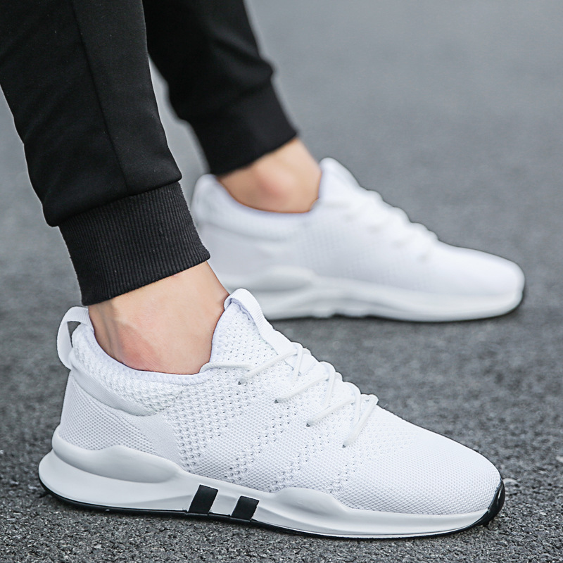 Cross border 2024 new summer men's sports shoes, leather shoes with fly woven mesh, breathable casual running men's shoes for dropshipping