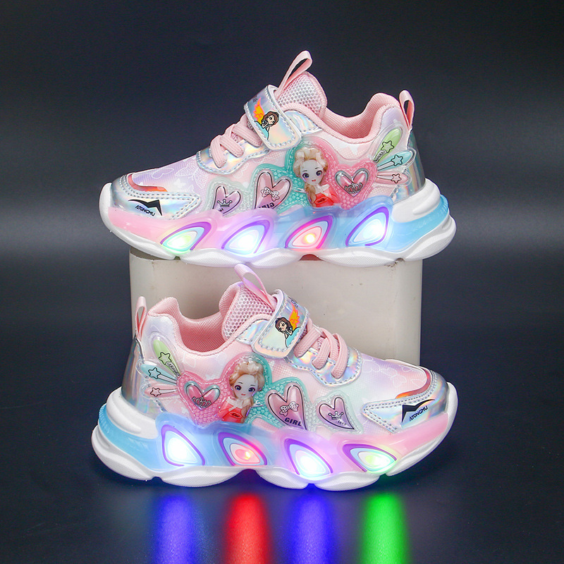 Girls' Shoes 2023 Autumn/Winter New Children's Luminous Shoes, Versatile Korean Version for Girls' Baby Shoes