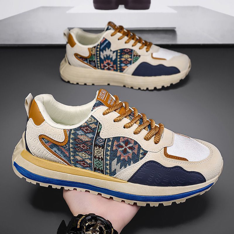 Cross border men's shoes 2025 new spring fabric versatile thick sole popular sports and leisure ins shoes dad shoes wholesale