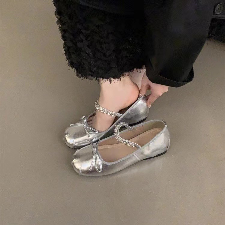 Internally elevated pink ballet single shoes for women 2024 new French spring and autumn Mary Jane gentle evening shoes