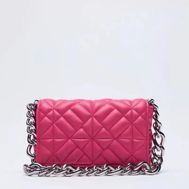 Z Home's popular foreign trade crossbody diamond grid bag 2025 new versatile thick chain single shoulder rice embroidered small square bag