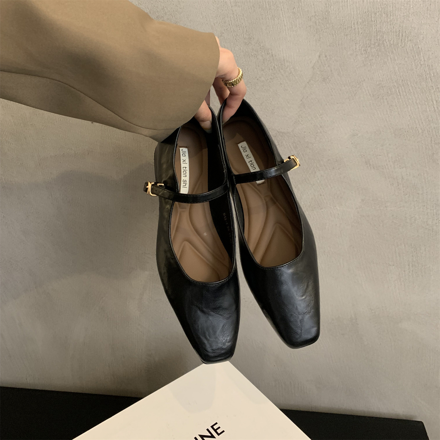 French Evening Style Commuting Single Shoes for Women 2023 New Autumn Korean Edition Fairy Coarse Heel Mary Jane Small Leather Shoes