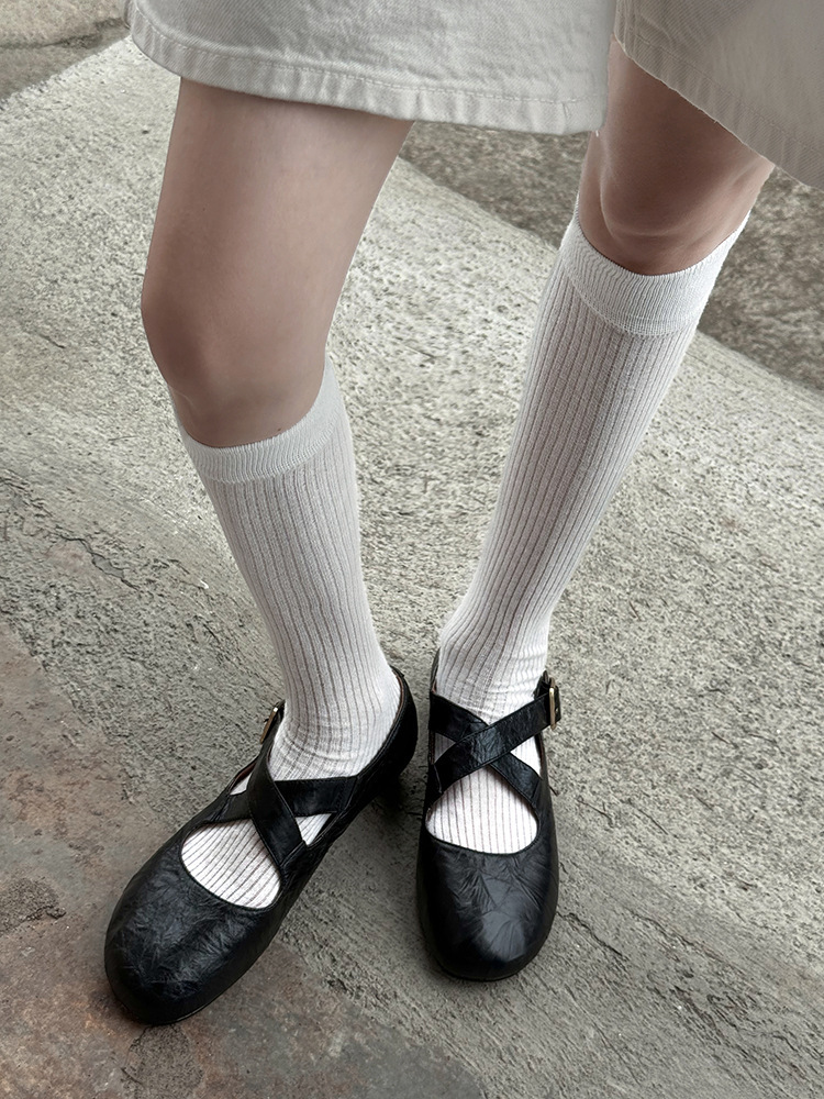 Spring Confession~Round toe cross strap ballet shoes for women, comfortable flat bottomed shallow mouth single shoes