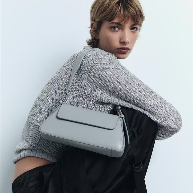 Cross border women's bag 2025 new minimalist shoulder bag solid color soft versatile armpit bag minimalist handbag