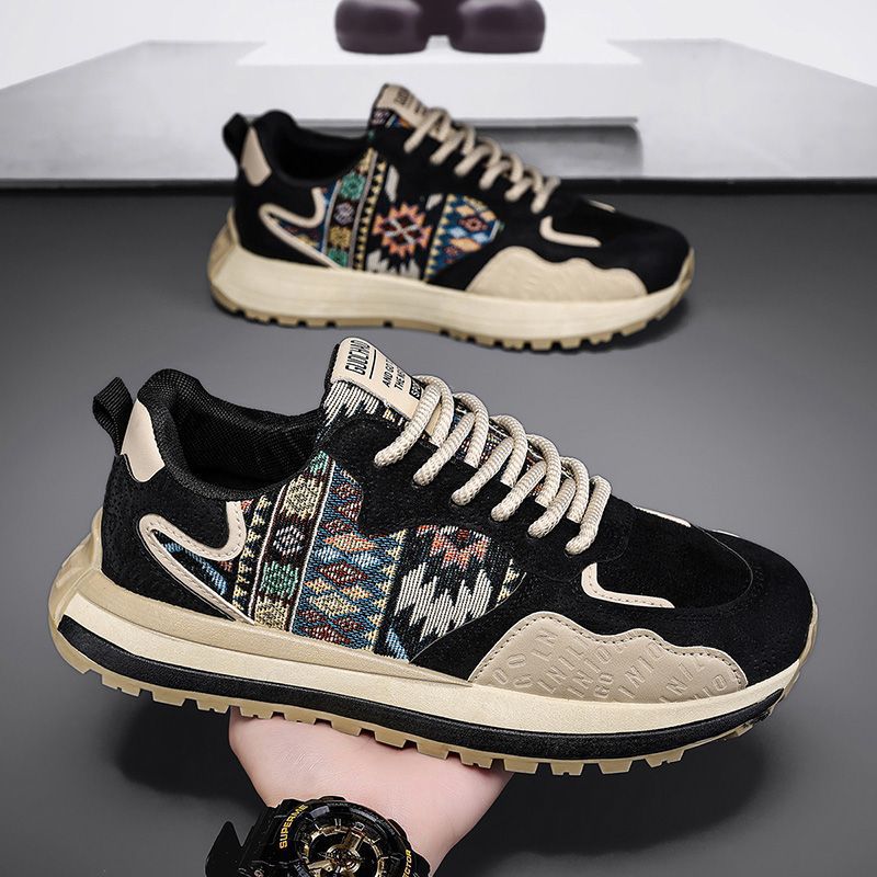 Cross border men's shoes 2025 new spring fabric versatile thick sole popular sports and leisure ins shoes dad shoes wholesale