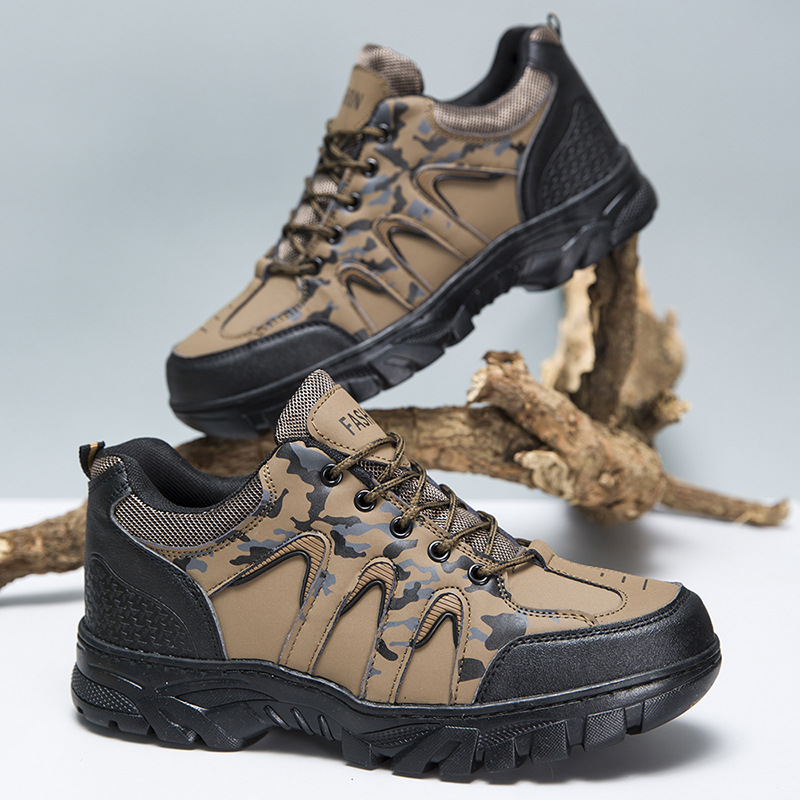 2024 new outdoor camouflage hiking shoes Spring and Autumn new color blocked workwear shoes Cross border men's shoes Lace up sports men's shoes