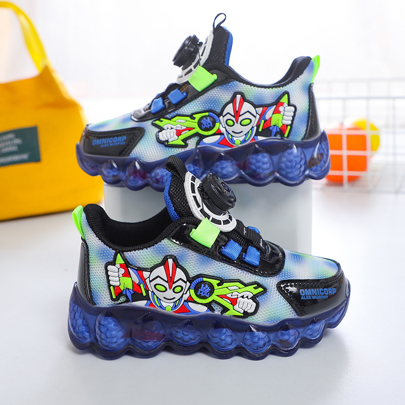 Boys' shoes, button up shoes, middle-aged children's sports shoes, mesh shoes, breathable and waterproof leather shoes, boys' and babies' elementary school shoes