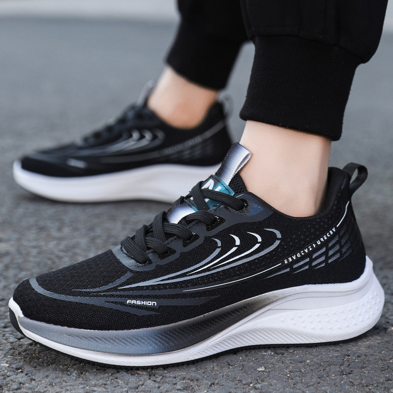 Cross border sports shoes, spring new items, teenagers' daily outdoor running shoes, fashionable and trendy lace up breathable men's shoes