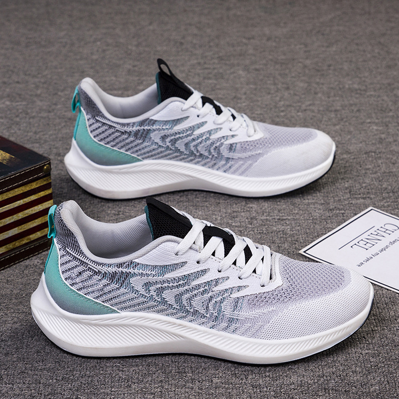 Cross border autumn and winter new men's shoes, fly woven casual sports shoes, student travel shoes, foreign trade single shoes, comfortable running shoes for men