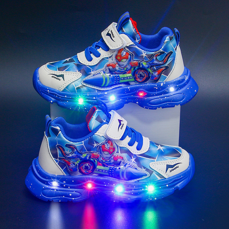 Bright Boys' Sneakers 2024 Autumn/Winter New Children's Shoes with Velvet Warmth for Boys, Baby Boys, Small and Medium sized Shoes
