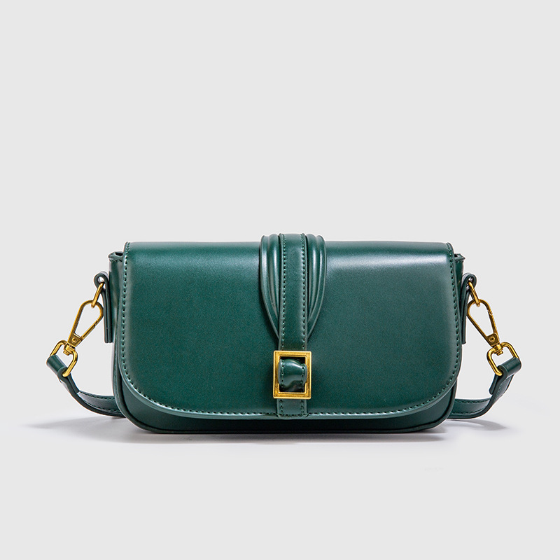 Z Home Bag Cross border New Product Tofu Bag Green Classic Buckle Decoration Single Shoulder Crossbody Bag Mini Versatile Small Square Bag