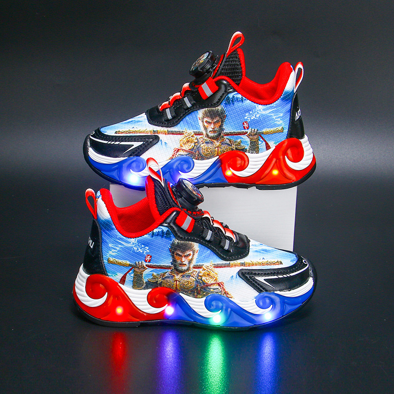 Bright Children's Sports Shoes 2024 Autumn/Winter New Waterproof Boys' Soft Bottom with Velvet for Warmth, Small and Medium sized Boys' Shoes