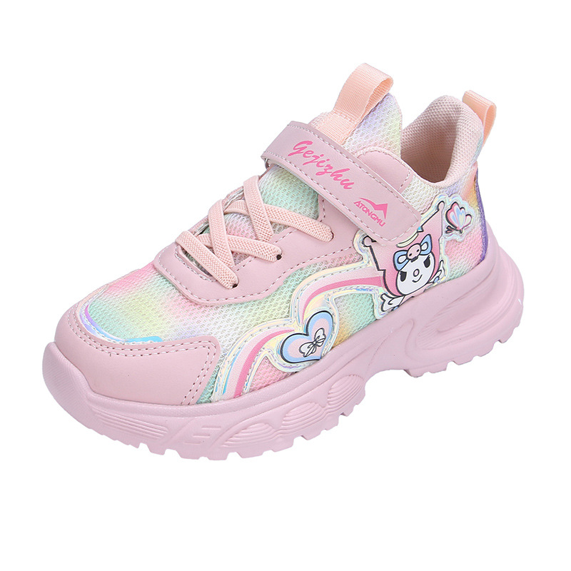 Girls' sports shoes 2025 summer new mesh breathable versatile shoes for primary and secondary school students, princess shoes for girls