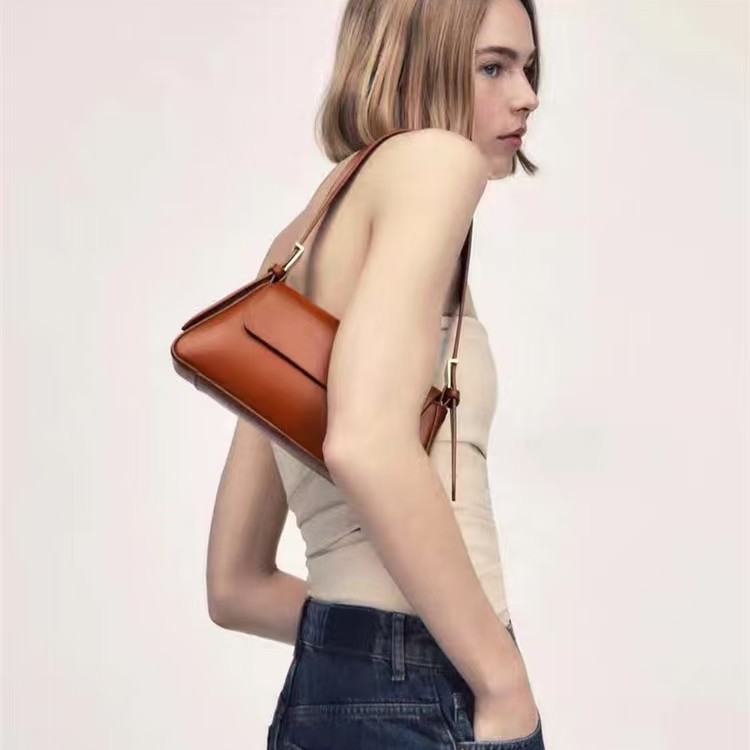 Cross border women's bag 2025 new minimalist shoulder bag solid color soft versatile armpit bag minimalist handbag