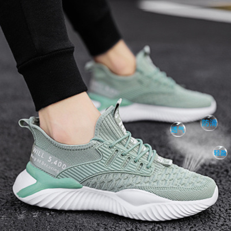 2024 Summer Men's Shoes Student Fly Weaving Trendy Running Shoes Mesh Breathable Casual Men's Sports Shoes Wholesale Light Trendy