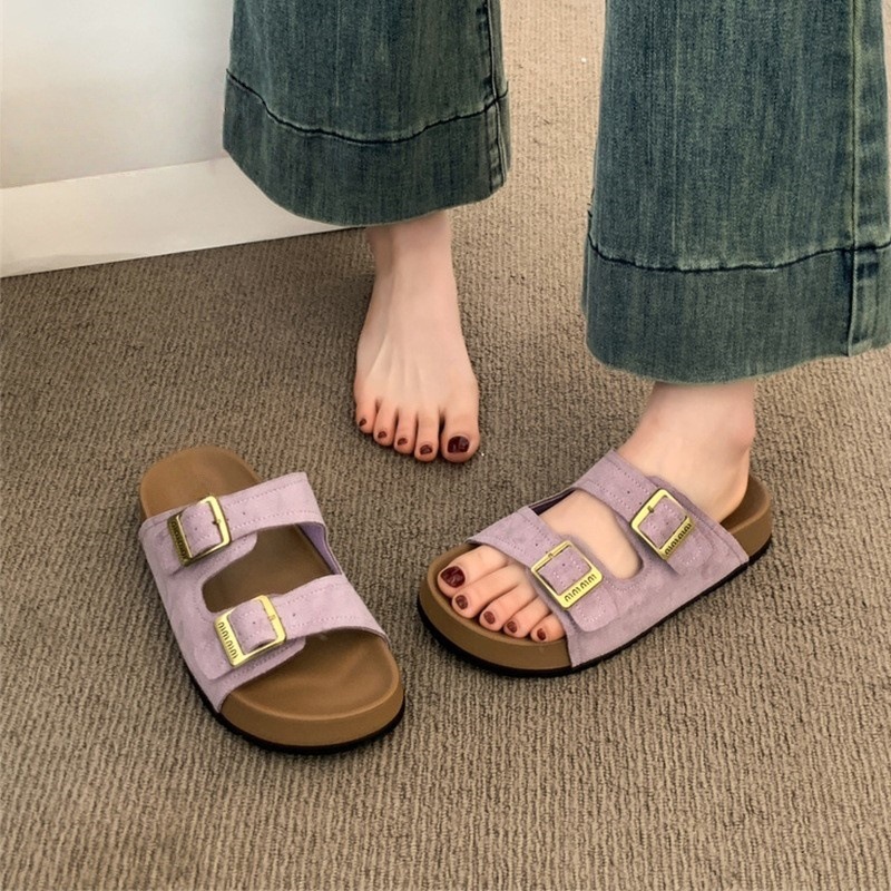 Thick soled Boken shoes for women 2025 new cool slippers for women's summer outdoor wear, with a high-end feel and increased Boken beach sandals