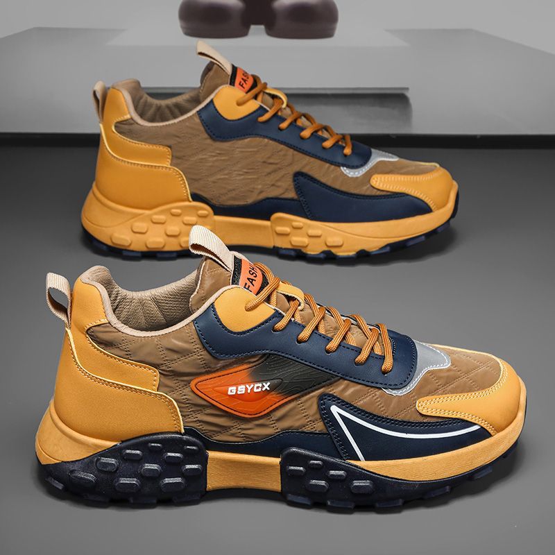 Cross border sports shoe manufacturer wholesales autumn new fashionable casual shoes with thick sole and high visibility, soft sole and comfortable men's shoes