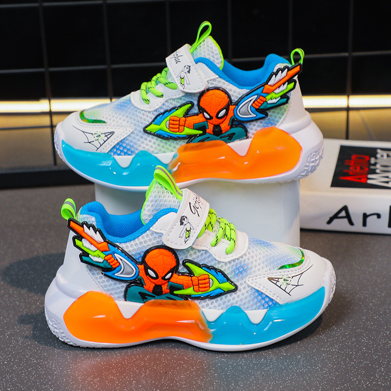 Children's sports shoes for spring and summer 2023, new mesh leather shoes for boys, lightweight running shoes for boys and elementary school students