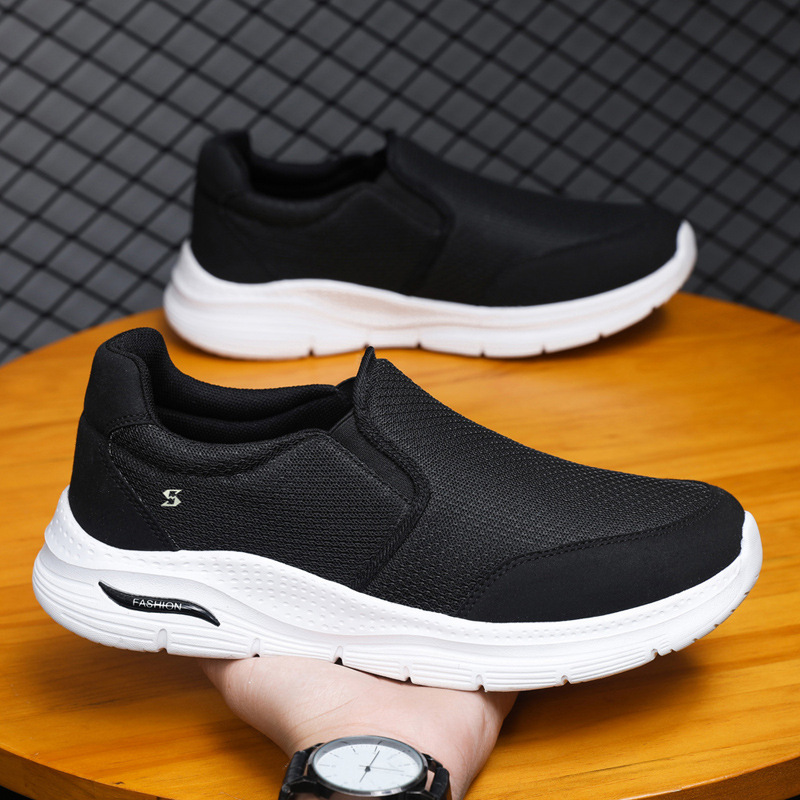Cross border men's casual and fashionable 2024 summer new mesh breathable shoes, healthy walking soft soled lightweight running shoes wholesale