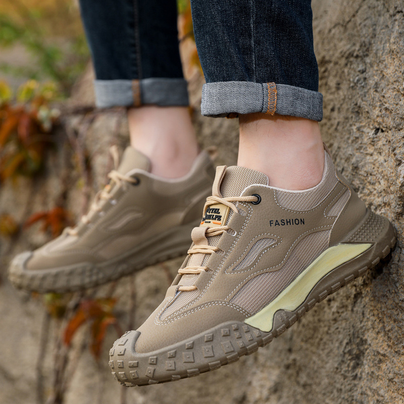 Cross border men's shoes, outdoor hiking shoes, breathable and wear-resistant labor protection shoes, work shoes, sports and leisure hiking shoes, wholesale of hiking shoes