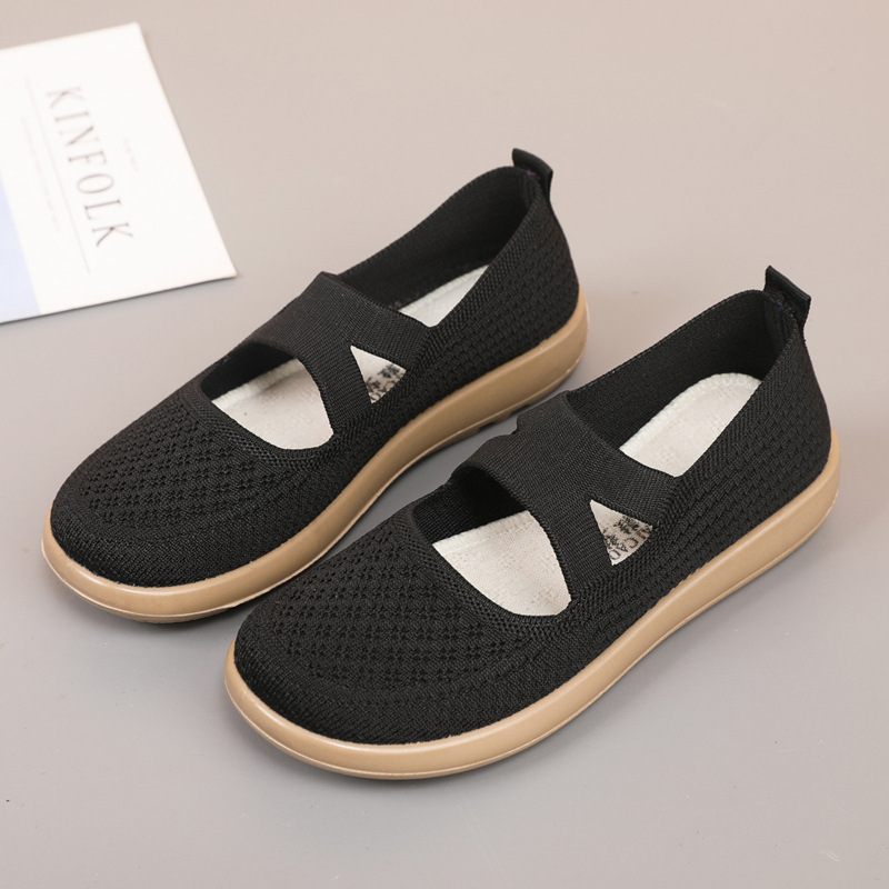 Mom's shoes, summer old Beijing cloth shoes, women's shoes, soft sole, middle-aged and elderly, fly woven mesh surface, breathable walking shoes, cross-border walking shoes