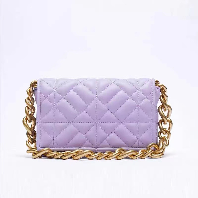 Z Home's popular foreign trade crossbody diamond grid bag 2025 new versatile thick chain single shoulder rice embroidered small square bag