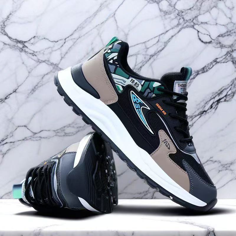 Cross border New Fashionable Versatile Trendy Shoes Pattern Machine Splicing Men's Sports and Leisure Shoes Comfortable Travel Shoes Sports Shoes