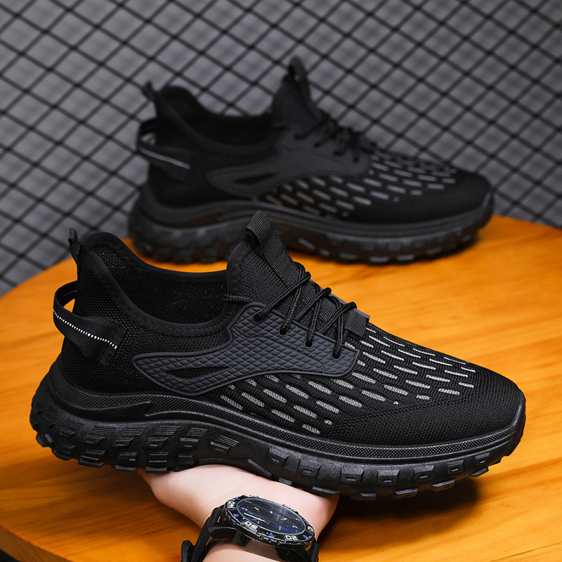 Men's Shoes Autumn New Style Flyknit Breathable Coconut Shoes Men's Casual Running Sports Shoes Dad Trendy Shoes Cross border Wholesale